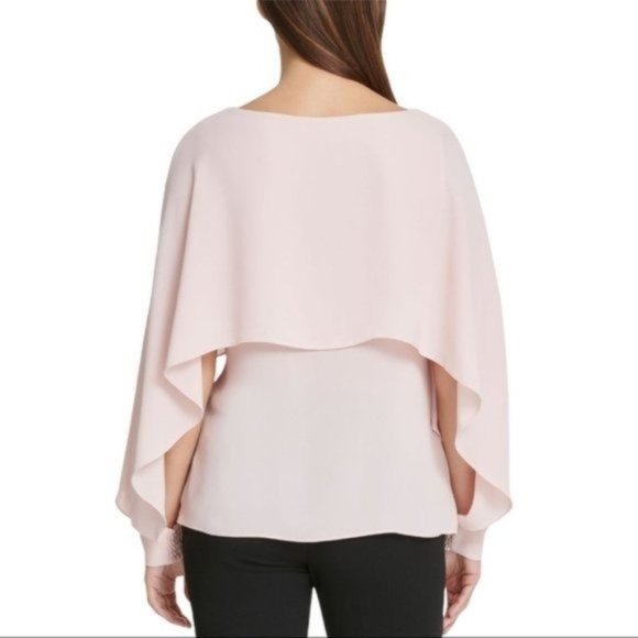 DKNY Drapey Cape Style Long Sleeve Top - Pink - NWT - Size XS - Picture 2 of 3